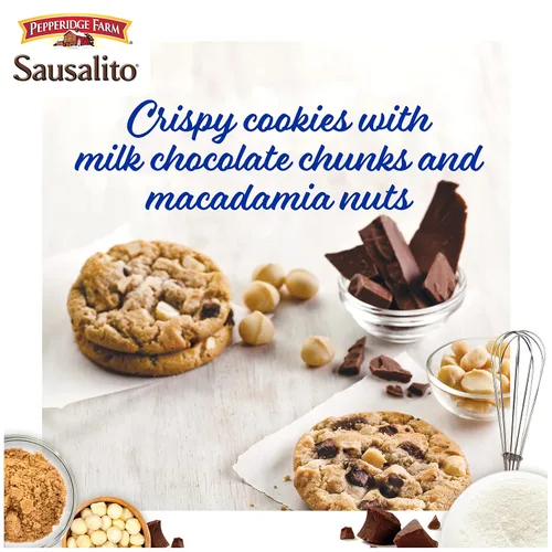 Vista 4 de Pepperidge Farm Sausalito Galletas crujientes de chocolate con leche y nuez de macadamia, bolsa de 7.2 onzas (8 galletas)