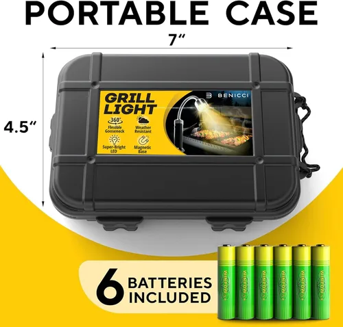 Vista 4 de Juego de 2 luces LED flexibles para parrilla, la luz perfecta para accesorios de parrilla con base magnética de 360 grados y cuello de cisne