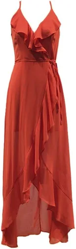Vista 2 de Beautyoung - Vestido largo para dama de honor, de gasa, con volantes y tiras de espagueti