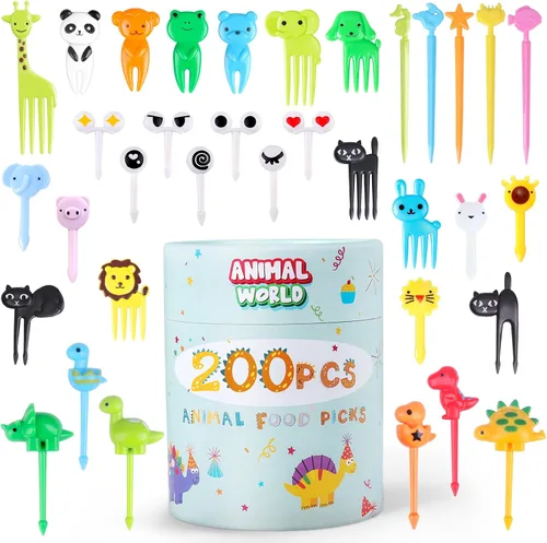 Vista 9 de 160 piezas de púas de comida para niños con caja de almacenamiento, accesorios de almuerzo para niños para caja bento, púas de comida para niños