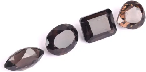 Vista 3 de GEMHUB Topacio ahumado brasileño facetado, 200 unidades, tamaño colgante, corte mixto, juego de 4 cuentas sueltas de piedras preciosas, Gema