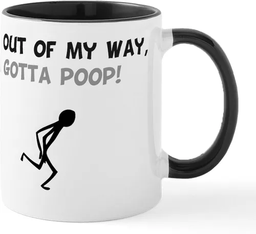 Vista 53 de CafePress Time To Poop Mugs Taza de café de cerámica de 11 oz (11.0 fl oz)