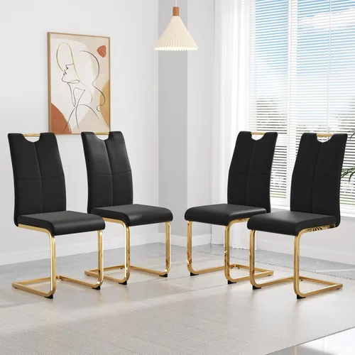 Vista 6 de yeag Juego de Sillas de Comedor Modernas de 2 Unidades, Sillas de Cocina y de Sala de Estar con Respaldo Alto, con Patas de Metal Cromado Dorado