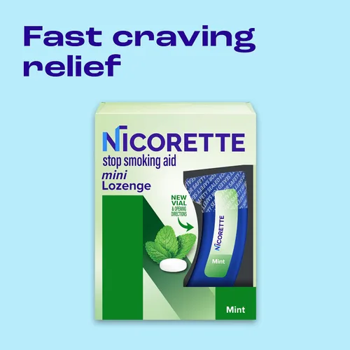 Vista 2 de Nicorette Mini pastillas de nicotina de 4 mg para ayudar a dejar de fumar, ayuda para dejar de fumar con sabor a menta, 101