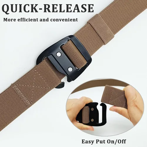 Vista 3 de WYuZe Cinturón elástico táctico para hombre, hebilla de metal de nailon elástico militar de 1.5 pulgadas