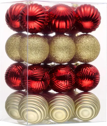 Vista 10 de Valery Madelyn - Juego de 24 adornos de Navidad para árbol de 2.36 pulgadas cobre dorado
