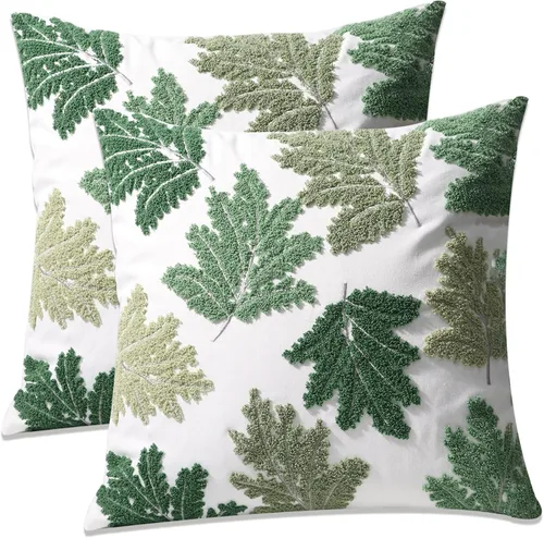 Vista 21 de Juego de 2 fundas de almohada decorativas bordadas para sofá, fundas cuadradas para cojines, para dormitorio, sofá, decoración rústica de granja, 18