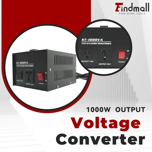 Vista 3 de findmall Convertidor de voltaje 1000W transformador de paso arriba/abajo 110V a 220V/220V a 110V Convertidor Transformador