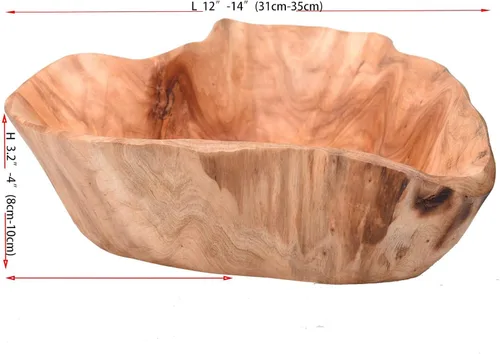 Vista 8 de Cuenco de madera (12 a 14 pulgadas), cuencos de raíz naturales hechos a mano, cuencos de ensalada de frutas, cuencos de madera creativos, cada pieza