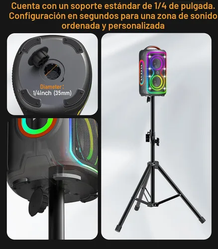 Vista 9 de Altavoz Bluetooth portátil, pico de 240 W, potente sonido fuerte, altavoz inalámbrico para fiestas con graves profundos, tiempo de reproducción