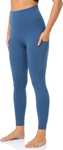 Vista 3 de YUNOGA Pantalones de yoga atléticos suaves de cintura alta para mujer, leggings de entrepierna de 25 pulgadas con bolsillos