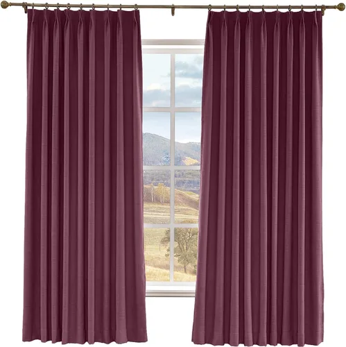 Vista 10 de Macochico Cortinas opacas de lino sintético de 52 pulgadas de ancho x 63 pulgadas de largo, panel de cortinas plisadas para dormitorio, aulas