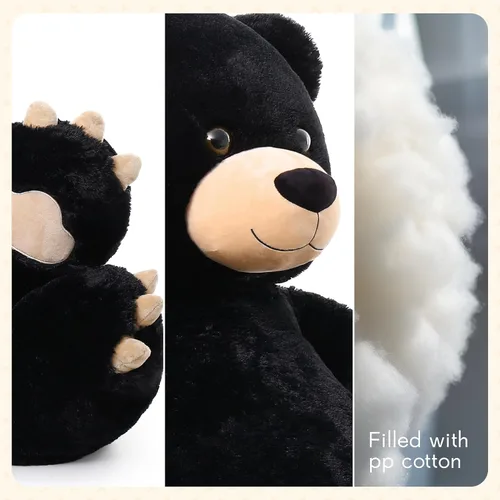 Vista 5 de Tezituor Oso de peluche grande de 59 pulgadas, animal de peluche negro gigante para baby shower, Navidad, día de San Valentín o cumpleaños, oso