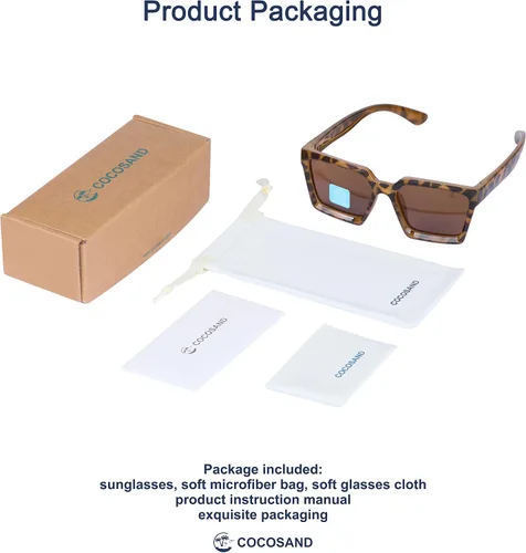 Vista 2 de COCOSAND Lentes de sol polarizados para niños, protección UV 400, retro, cuadrados, futuristas, para jóvenes, adolescentes, niños y niñas de 5 a 12