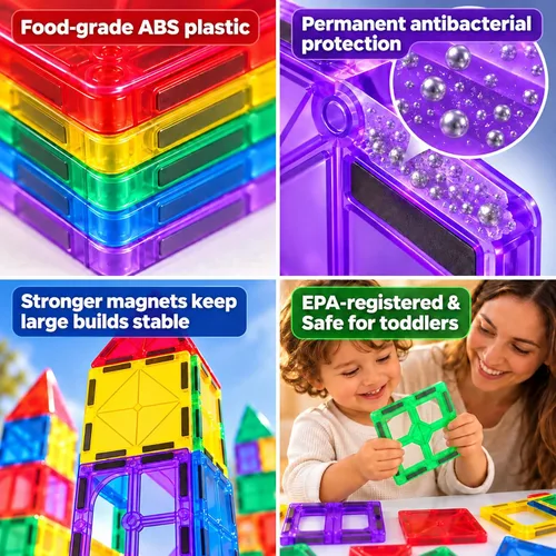Vista 6 de Azulejos magnéticos antibacterianos 124 piezas con 4 cuadrados