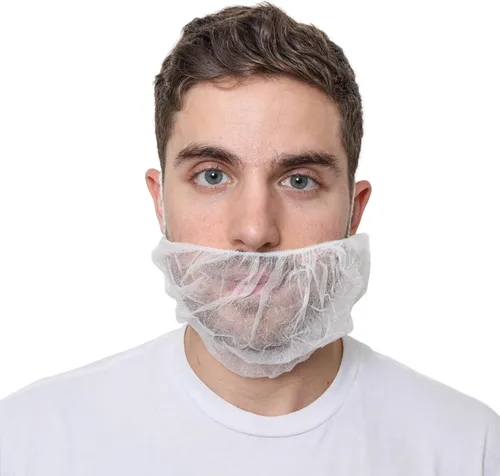 Vista 2 de Redes para barba, cubiertas desechables para barba, red de barba para servicio de alimentos, cocina, limpieza, 18 y 21 pulgadas, Blanco