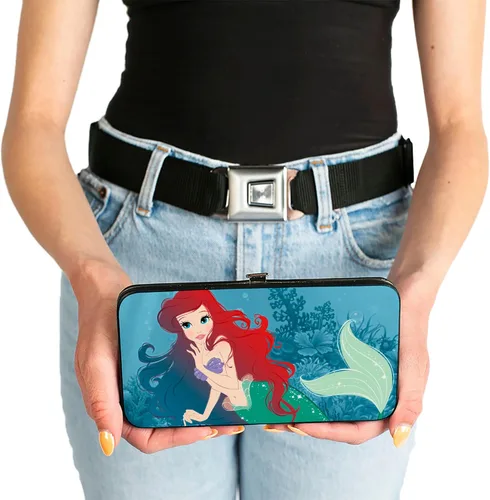Vista 3 de Buckle-Down Billetera con bisagra para mujer-Sirenita Ariel