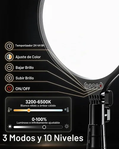 Vista 3 de UBeesize 10" Ring Light with 62" Tripod Stand, Phone Holder and Remote