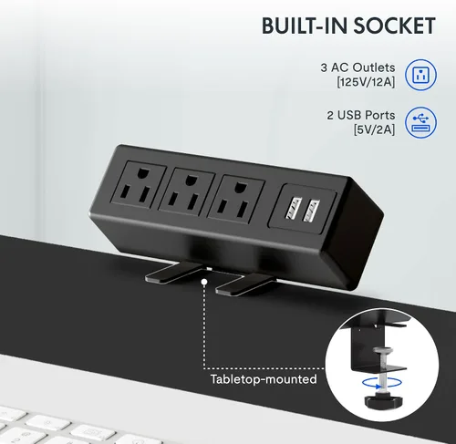 Vista 4 de FLEXISPOT EN2 Escritorio de pie de una pieza completa con regleta de alimentación de abrazadera, escritorio eléctrico de altura ajustable de 40 x 24