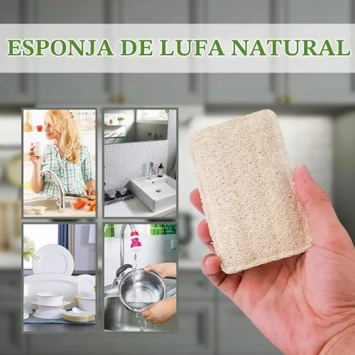 Vista 5 de Esponjas para platos de lufa para cocina, esponjas naturales orgánicas para platos, ecológicas no rayadas, biodegradables para limpieza, 6