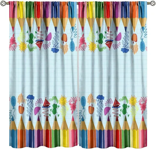 Vista 51 de Cortinas opacas abstractas de arco iris, pintura de color arcoíris con gotas, diseño gráfico creativo con bolsillo para barra, para sala de estar