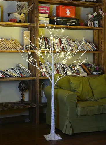Vista 3 de Abedul con luces LED Lightshare™ + 10L luces LED Icicle Twinkling (blanco/azul), luces decorativas para el hogar, fiestas, festivales, Navidad
