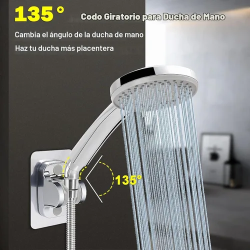 Vista 5 de NearMoon Adaptador de codo de ducha para cabezal de ducha, latón macizo de 45 ° G1/2 macho a hembra, conector de extensión de brazo de ducha, cromo