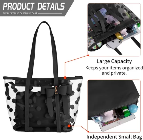 Vista 3 de Bolso de mano transparente impermeable de PVC para mujer, bolso de hombro, bolsa de playa, bolsa de trabajo de compras