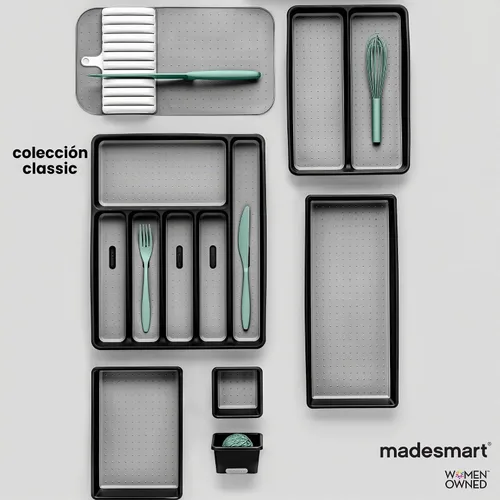 Vista 7 de Bandeja para cubiertos Madesmart Classic grande non slip feet, rounded corners, branded icons, soft grip lining, forks knives spoons, flatware