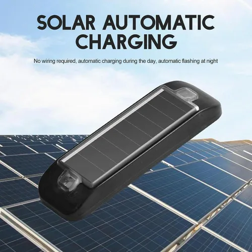 Vista 4 de Paquete de 2 lámparas solares de advertencia, impermeables, mini LED, luz estroboscópica para coche, luz estroboscópica de seguridad para bicicleta