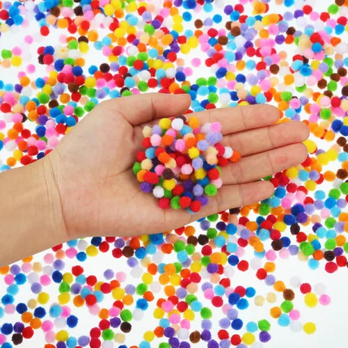 Vista 2 de Shappy 2000 mini pompones de 0.236 pulgadas para hacer manualidades, bolas pequeñas de Navidad, suministros de pasatiempos y decoración