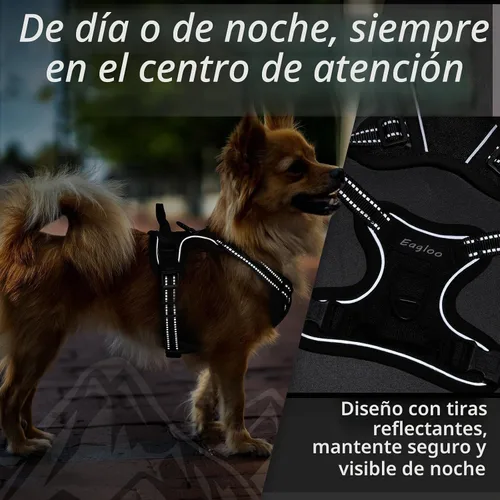 Vista 8 de Eagloo Arnés para perro pequeño, sin tirones, chaleco de servicio con tiras reflectantes y asa de control, ajustable y cómodo para caminar, arnés
