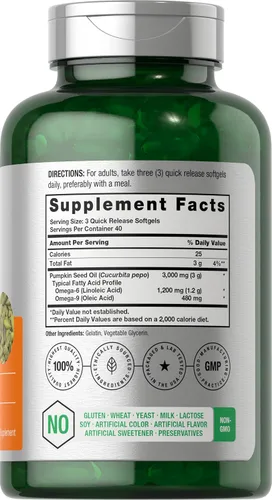 Vista 2 de Horbäach Pumpkin Seed Oil 3000mg 120 Softgel Capsules