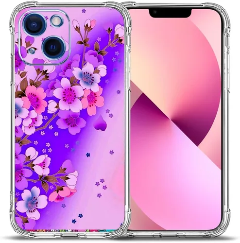 Vista 15 de Funda para iPhone 13 Pro Max, protección contra caídas de flores de mariposa azul, rosa, a prueba de golpes, carcasa protectora de cuerpo completo