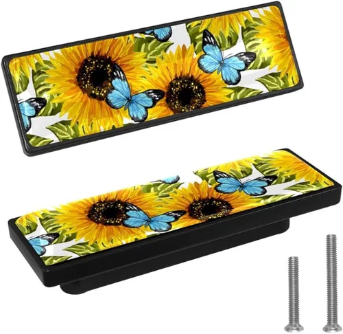 Vista 18 de LORVIES Paquete de 4 pomos decorativos de mármol de 3.6 pulgadas para gabinete, vidrio ABS largo rectangular negro, manijas de puerta de cajón