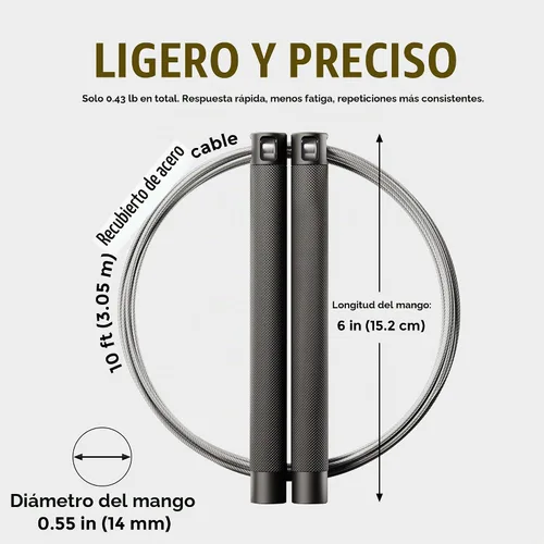 Vista 5 de GODROP - Cuerda de saltar de velocidad ajustable, 2 cuerdas recubiertas de acero, funda de transporte, asas antideslizantes de aluminio con EE. UU.