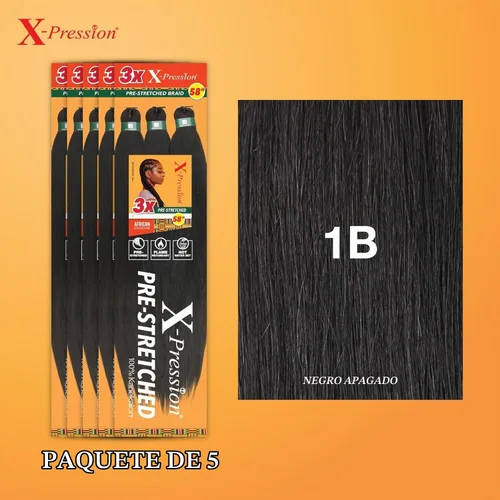 Vista 2 de Sensationnal Braids XPRESSION 3X Trenza preestirada de 58 pulgadas (paquete de 5, 1B)