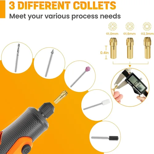 Vista 3 de HARDELL 69 piezas de accesorios para herramientas rotativas, kit de accesorios para herramientas rotativas eléctricas con vástagos de diámetro