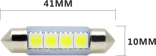 Vista 4 de 6 bombillas LED súper blancas de 1.614 in 4SMD 5050 para matrícula, cúpula, mapa, maletero, luz LED (6)