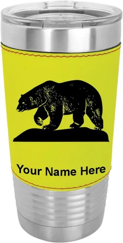 Vista 14 de LaserGram Vaso aislado al vacío de 20 onzas, oso polar, grabado personalizado incluido (piel sintética, estilo béisbol)