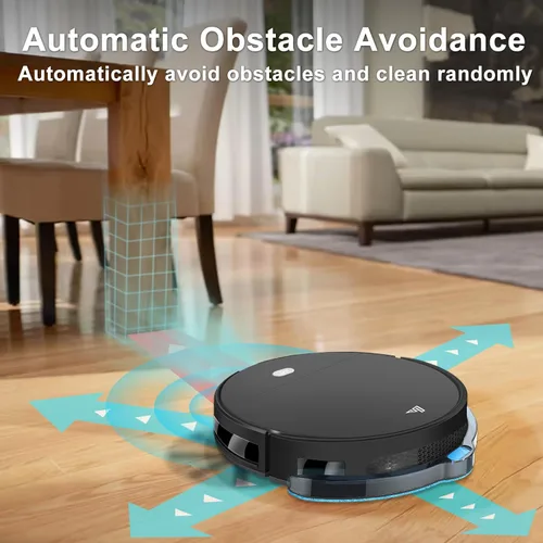 Vista 6 de Robot aspirador y trapeador superfino 2 en 1, aspiradora robótica de hasta 4500 Pa de succión con horario de limpieza silenciosa súper control