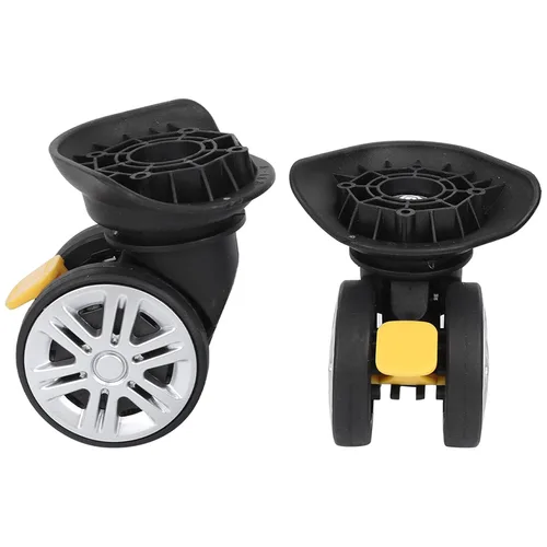 Vista 6 de 1 par universal mute equipaje maleta ruedas reemplazo con freno para maletas piezas