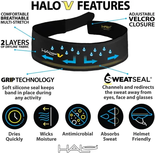 Vista 4 de Halo Headband Halo V - Sweatband with Velcro Brand Adjustable Fastener