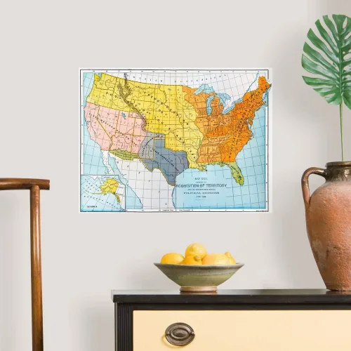 Vista 3 de GREATBIGCANVAS Un mapa que muestra la impresión territorial sin marco de Estados Unidos