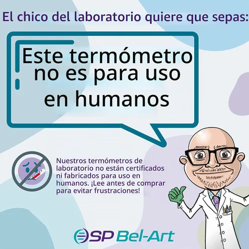 Vista 3 de SP Bel-Art H-B - Termómetro de laboratorio líquido en vidrio de fácil lectura, -10 a 110°C, inmersión total, ecológico, sin plomo, biodegradable