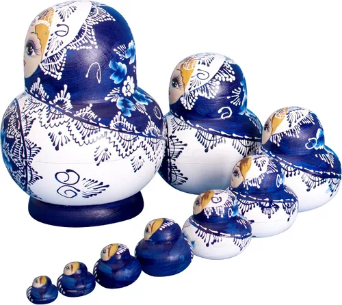 Vista 2 de Muñecas rusas de anidación para niños, muñeca Matryoshka 10 piezas hechas a mano
