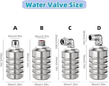 Vista 5 de Mini Float Ball Valve Controller,304 Stainless Steel Completely Automatic Water Level Control Floating Valve, Auto Shut Off Ball Mini ((A) 3/4