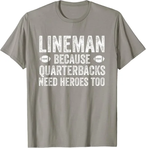 Vista 37 de Lineman Because Quarterbacks Need Heroes Camiseta de fútbol linieros S Negro