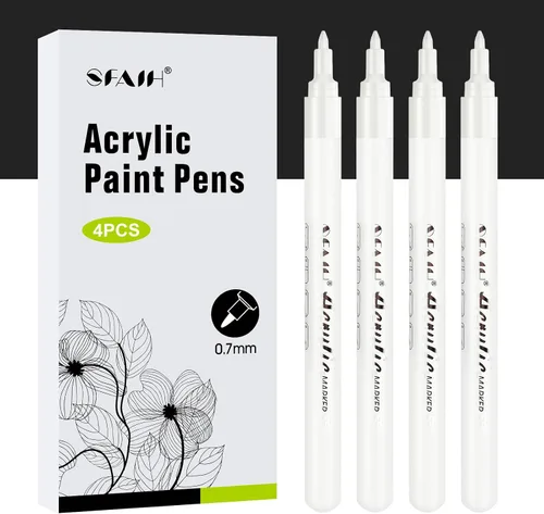 Vista 11 de SFAIH Marcadores de Pintura Negros - Paquete de 4 Bolígrafos de Punta Fina de 0.7 mm de Acrílico para Pintura en Roca, Letras Gruesas, Creación