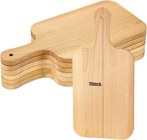 Vista 19 de Lounsweer Tabla de cortar gruesa de 6 piezas, tablero de madera a granel para cortar servir embutidos material para grabado láser, día de la madre